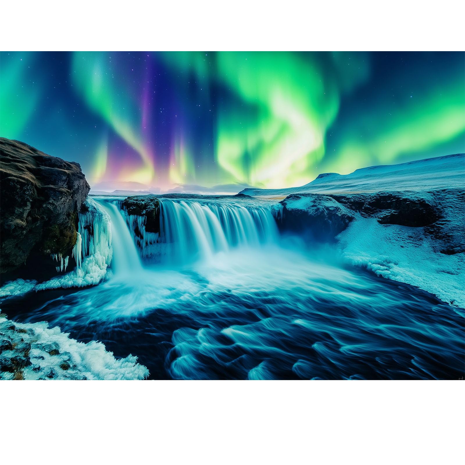 Blueforest Northern Lights Waterfall puzzle: immersive aurora scene for solo evenings.