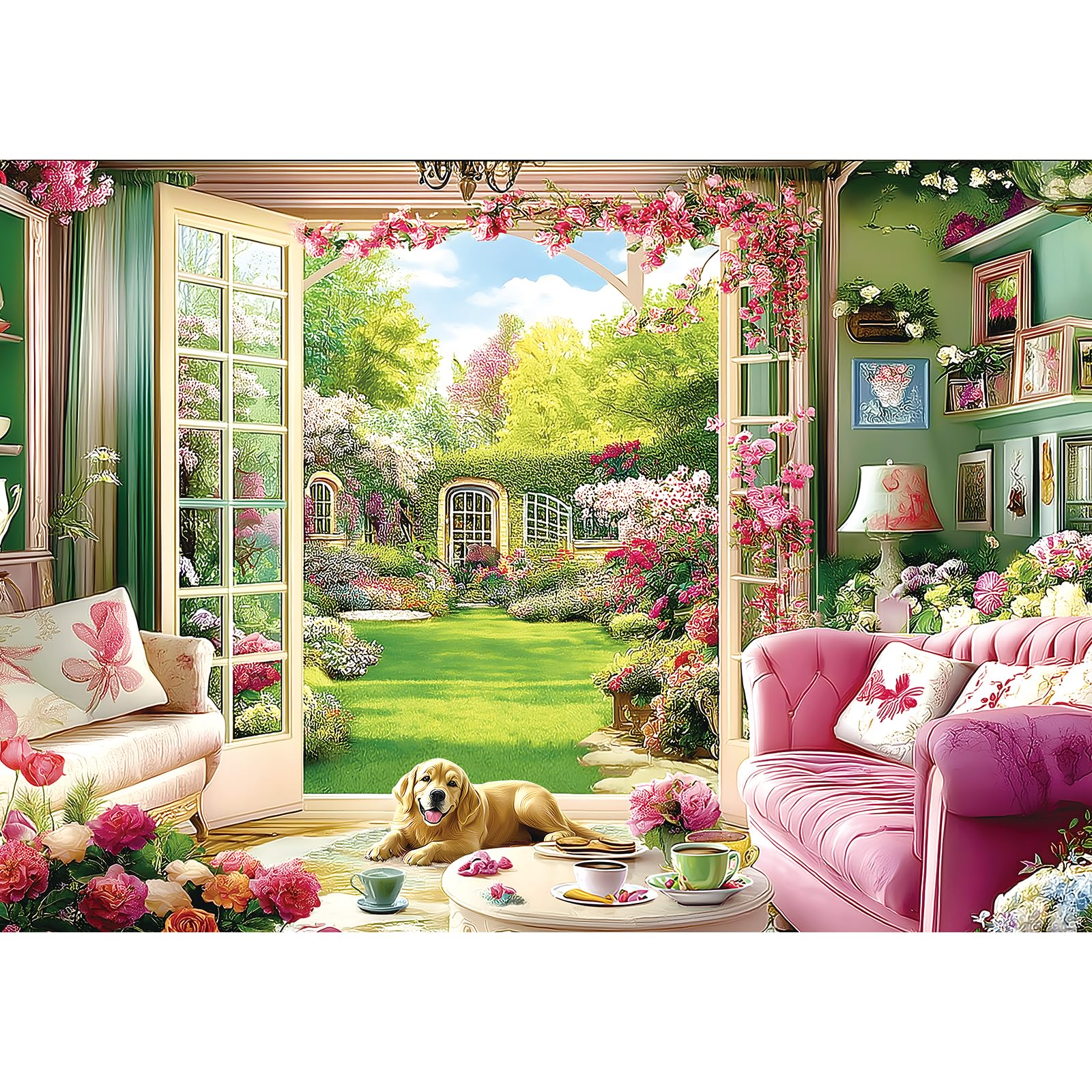 Blueforest puzzle finished size 23 by 15 inches