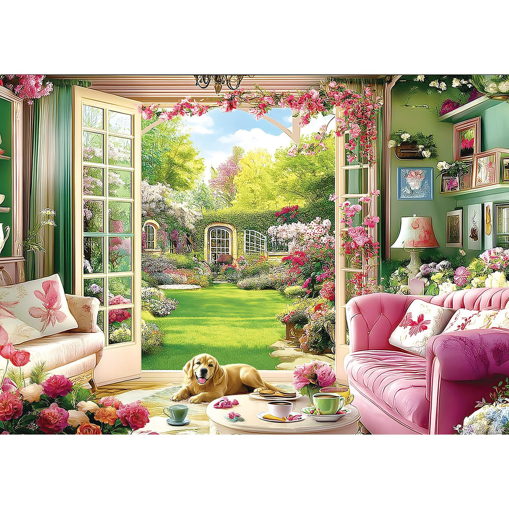 Blueforest puzzle finished size 23 by 15 inches