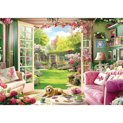 Blueforest puzzle finished size 23 by 15 inches