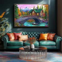 Blueforest autumn valley stream puzzle for scenic downtime.