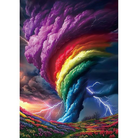 Blueforest Rainbow Tornado puzzle image promotes focused assembly