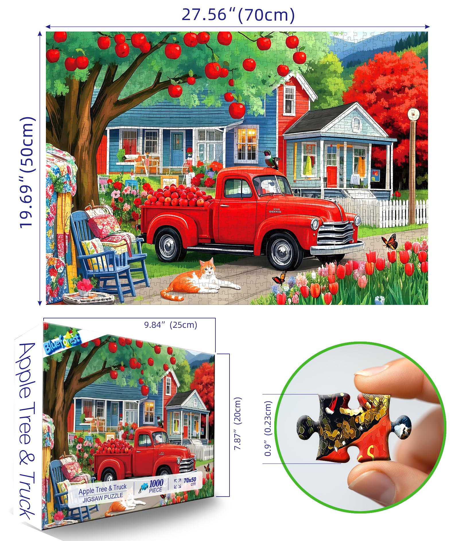 Blueforest Spring Countryside puzzle: blue house scene for relaxing rural vibes.