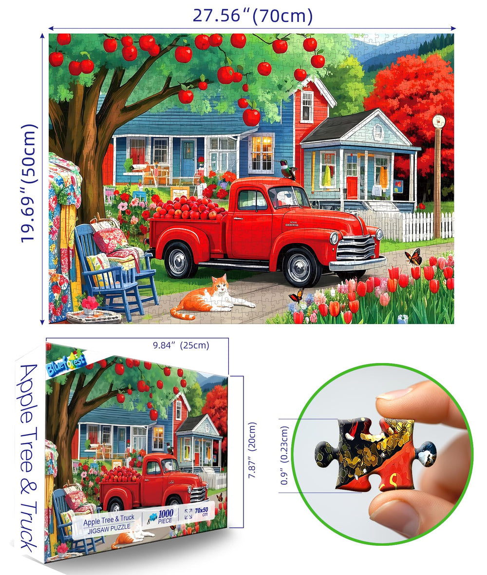 Blueforest Spring Countryside puzzle: blue house scene for relaxing rural vibes.