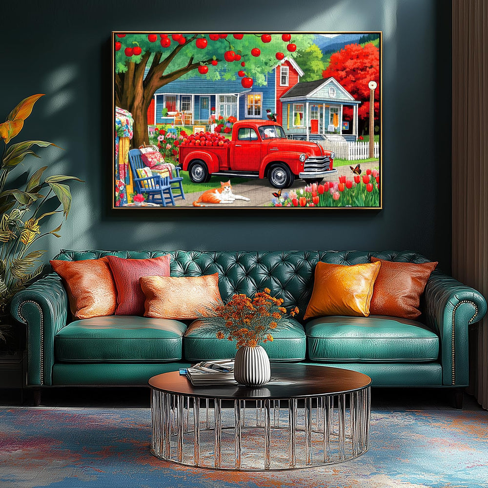 Blueforest Spring Countryside puzzle: lazy cat scene invites calm puzzling sessions.