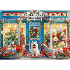Blueforest Spring Flower Shop puzzle with flowers on shelves for immersive puzzling