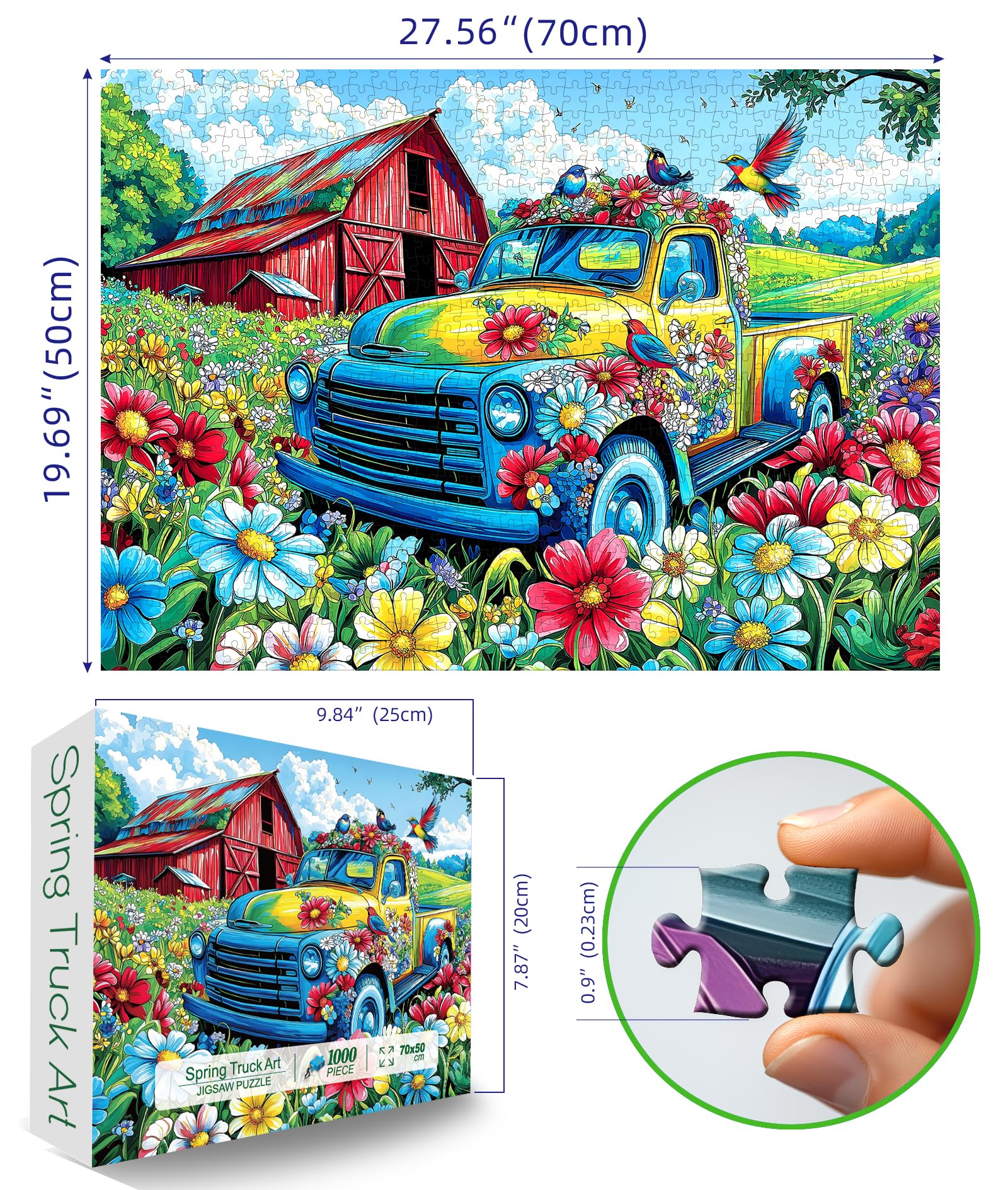 Blueforest Spring Village Truck puzzle assembled view highlighting snug-fit pieces.