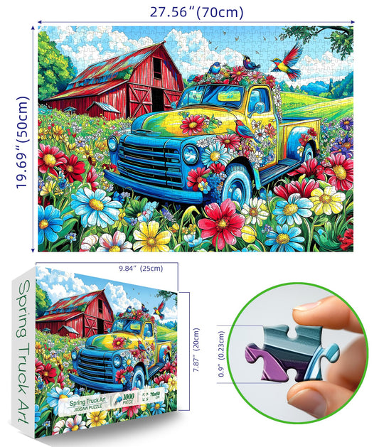 Blueforest Spring Village Truck puzzle assembled view highlighting snug-fit pieces.