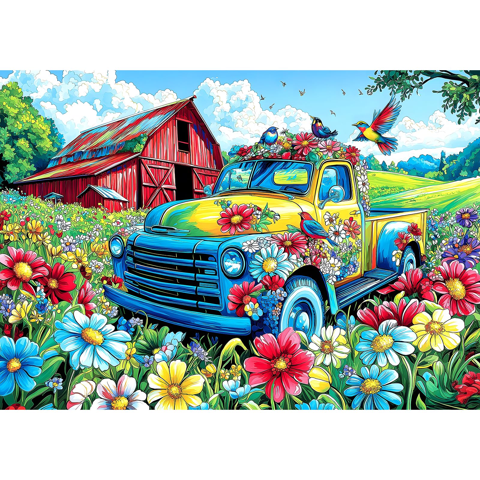 Blueforest Spring Village Truck puzzle box art for a vibrant weekend challenge.