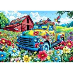 Blueforest Spring Village Truck puzzle box art for a vibrant weekend challenge.