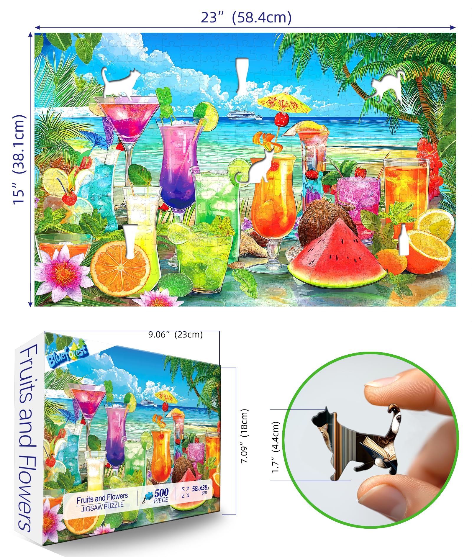 Blueforest Tropical Paradise puzzle cocktails and fruits close-up for mindful evenings.