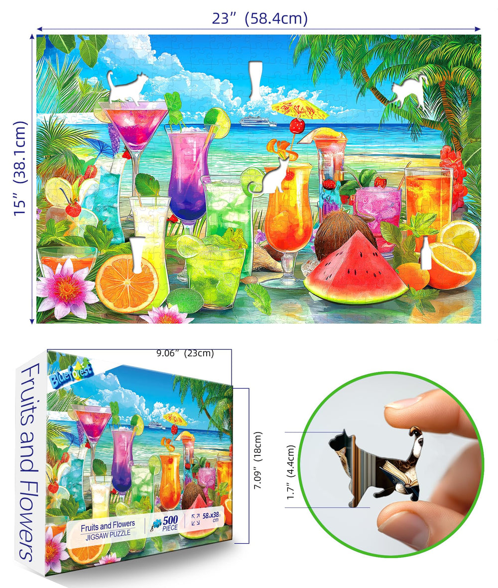 Blueforest Tropical Paradise puzzle cocktails and fruits close-up for mindful evenings.