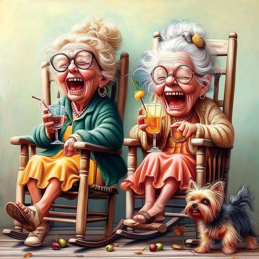 Blueforest vibrant friendship rocking chairs puzzle art for cozy living spaces
