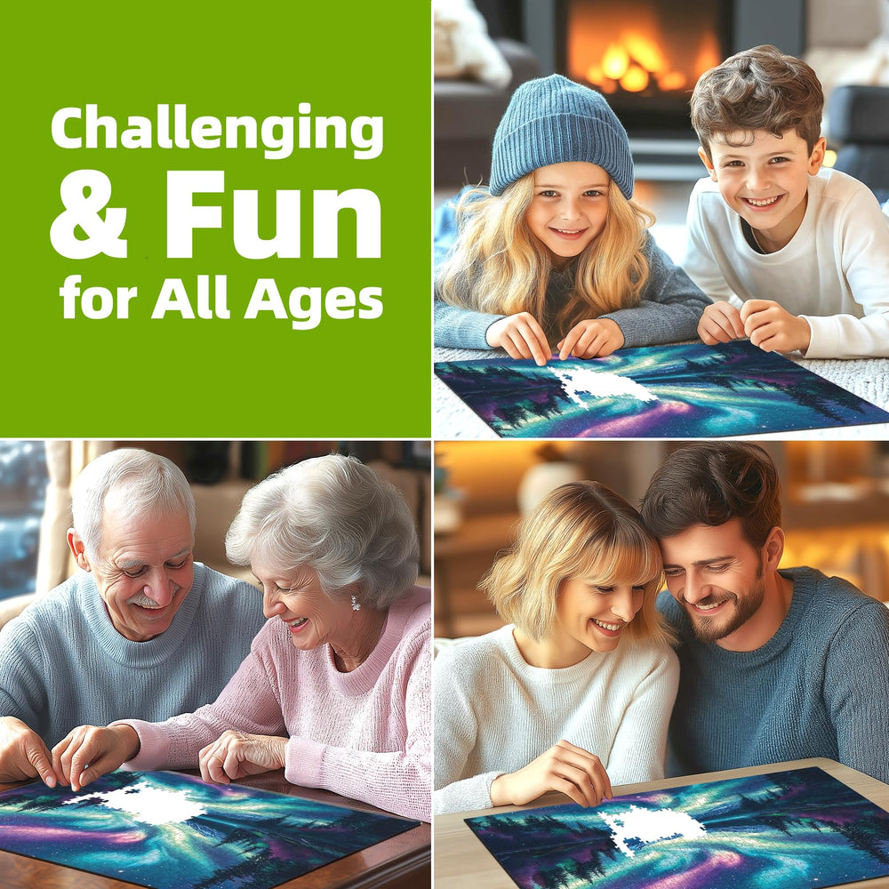 Blueforest workdesk puzzle pieces on table support engaging family or solo puzzle sessions.