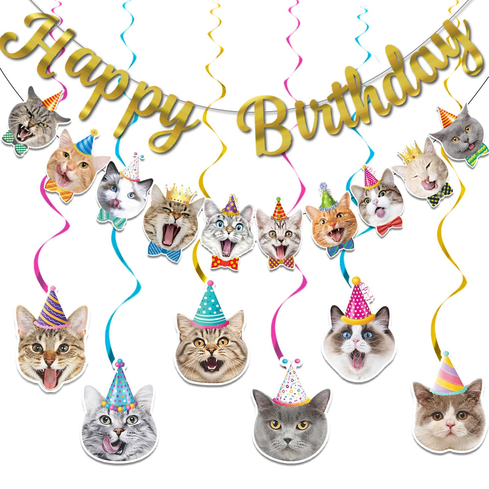 Bluegogo cat theme banner 5m creates a festive birthday backdrop.