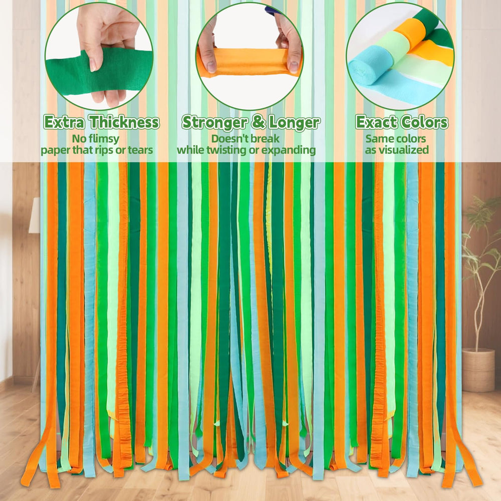 Bluegogo crepe streamers create a colorful party backdrop