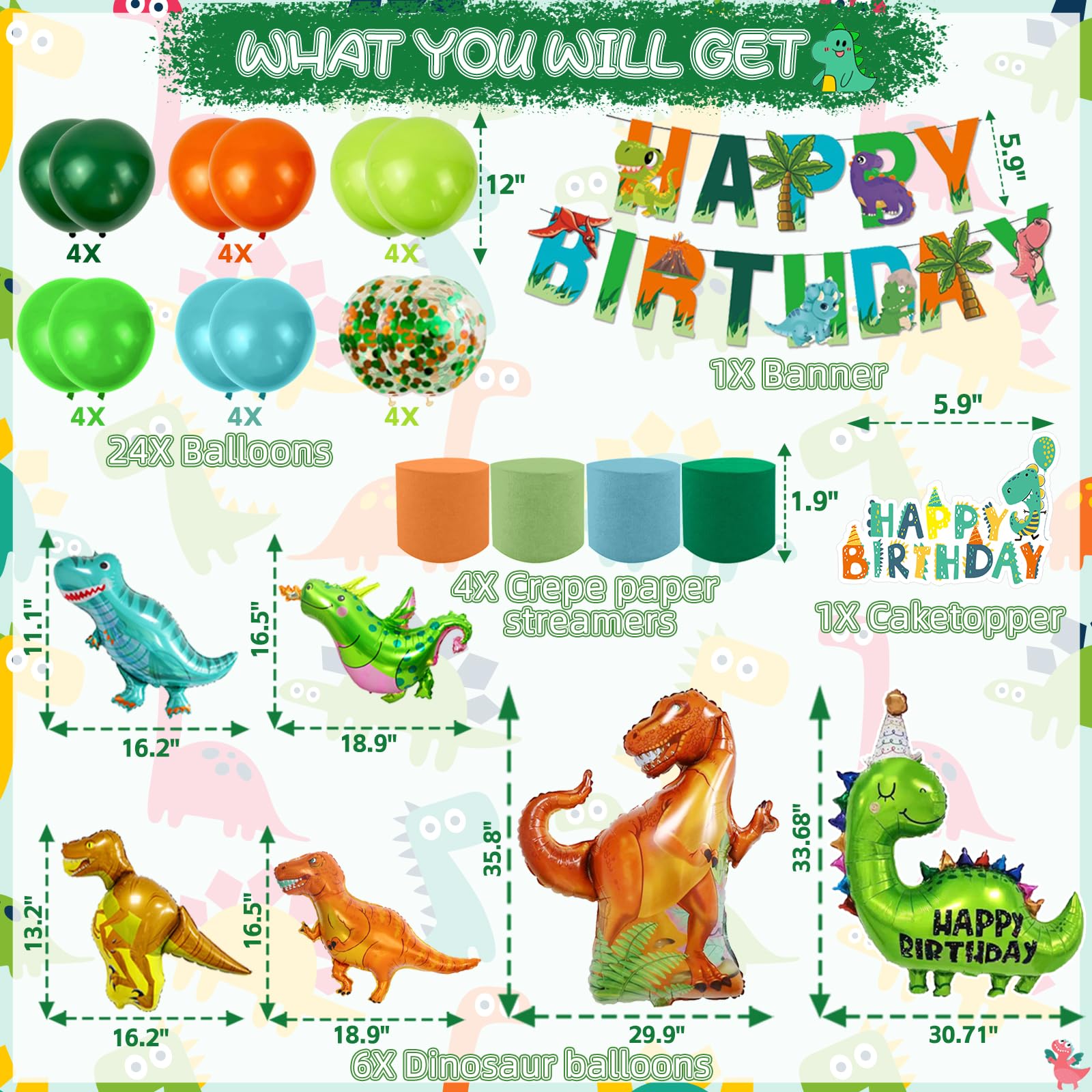 Bluegogo dinosaur foil balloons add festive height to the party
