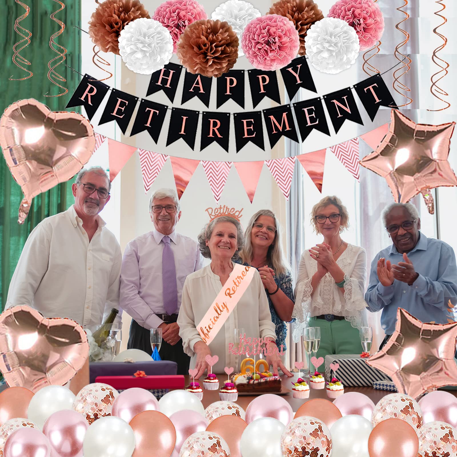 Bluegogo rose gold cake toppers and tiara complete the celebration.