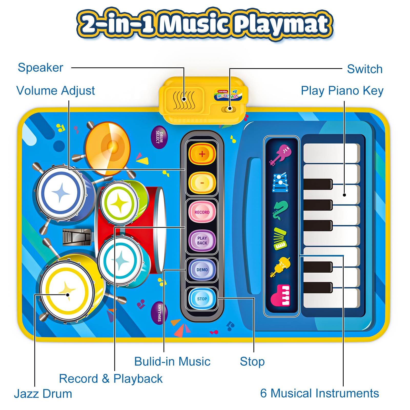 BlueJay 13 built-in songs and recording for playful repetition