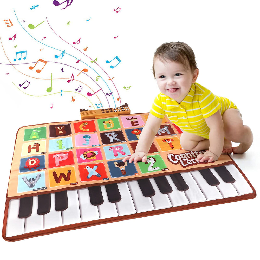 Bluejay Baby Piano Mat front view showing colorful keys inviting toddlers to explore sounds.