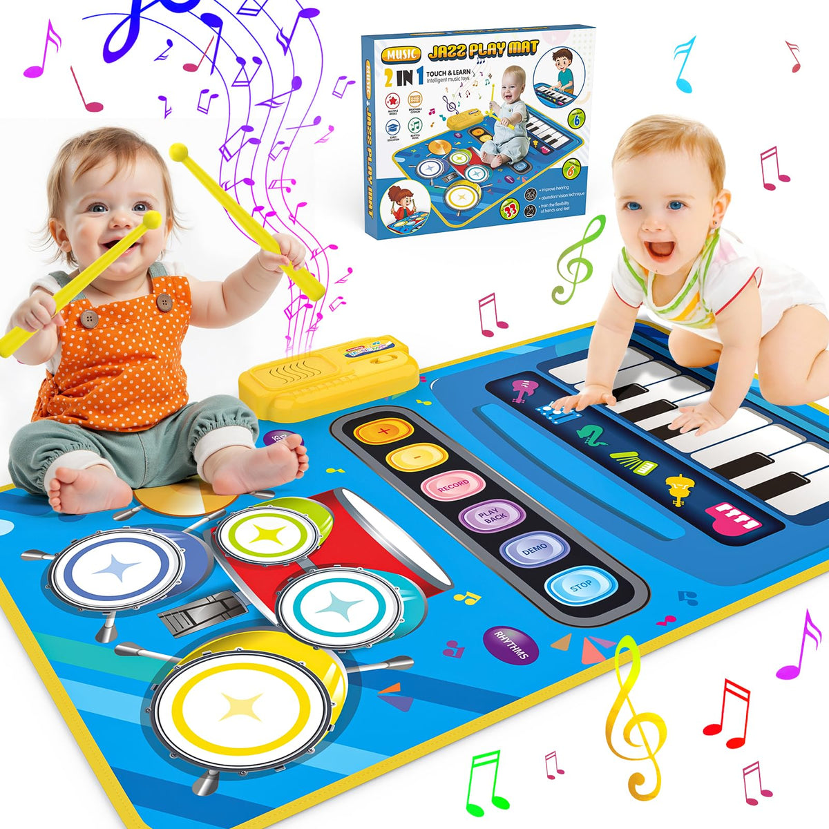 BlueJay piano-drum mat in use for toddler playtime and music exploration