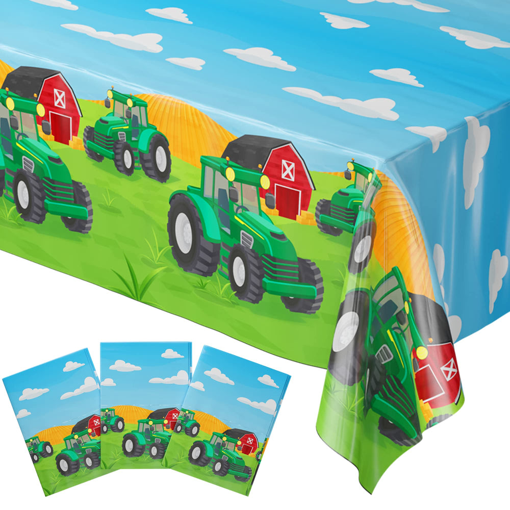 Blue Orchards Tractor Table Cover for 108 x 54 inch tables, easy cleanup.