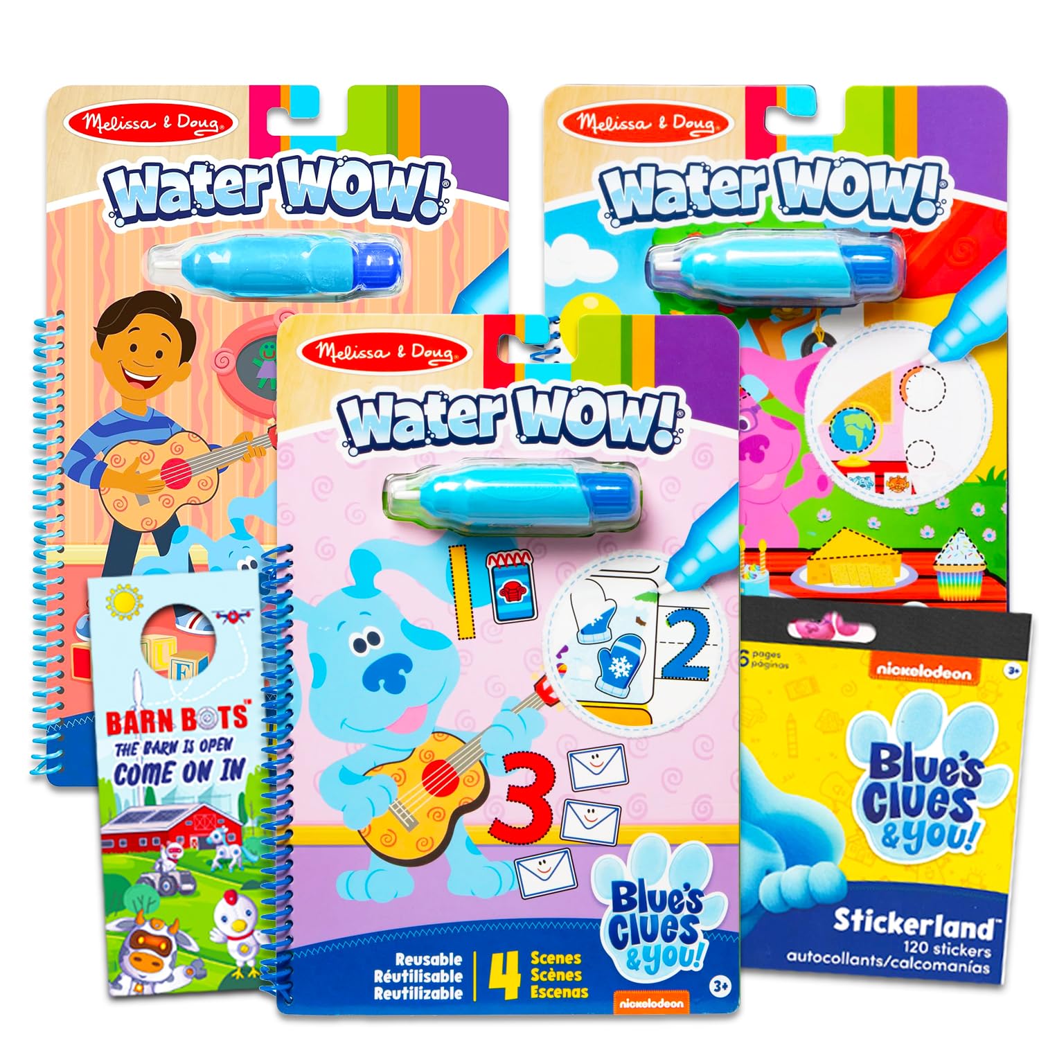 Blue's Clues Water Wow set with reusable pages for mess-free coloring.