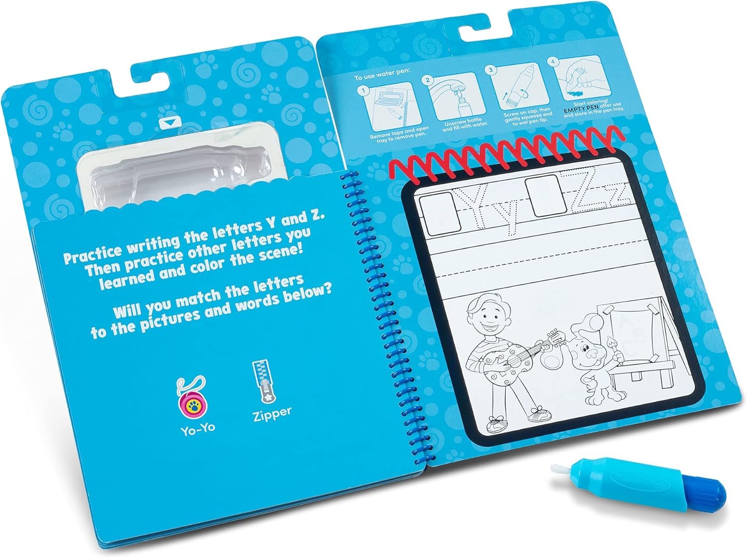 Blue's Clues Water Wow set includes stickers and Barn Bots door hanger.