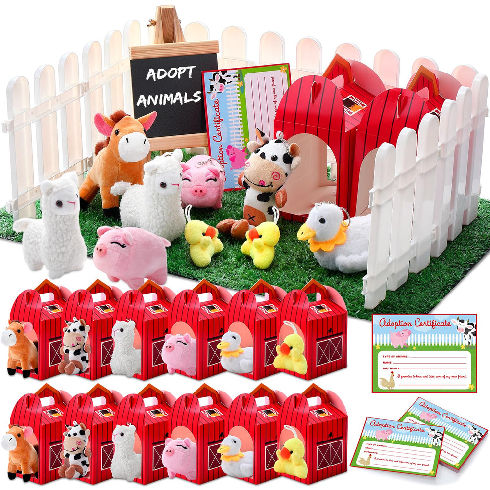 Blueweenly adopt-a-pet farm animals set in mini gift boxes for interactive party play.