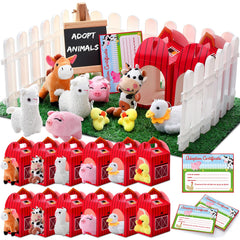 Blueweenly adopt-a-pet farm animals set in mini gift boxes for interactive party play.