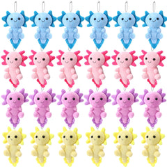Blueweenly axolotl keychain set in multicolor display, ideal for party favors.