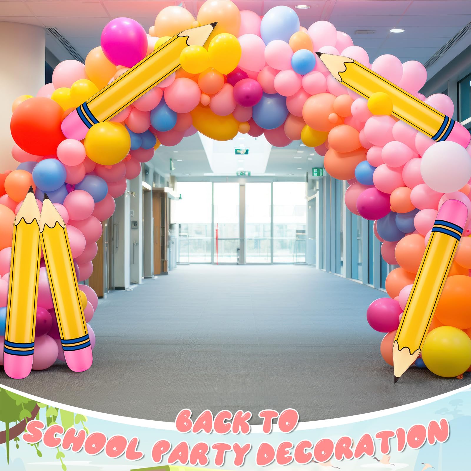 Blueweenly bulk-pack inflatable pencils arranged for classroom decoration