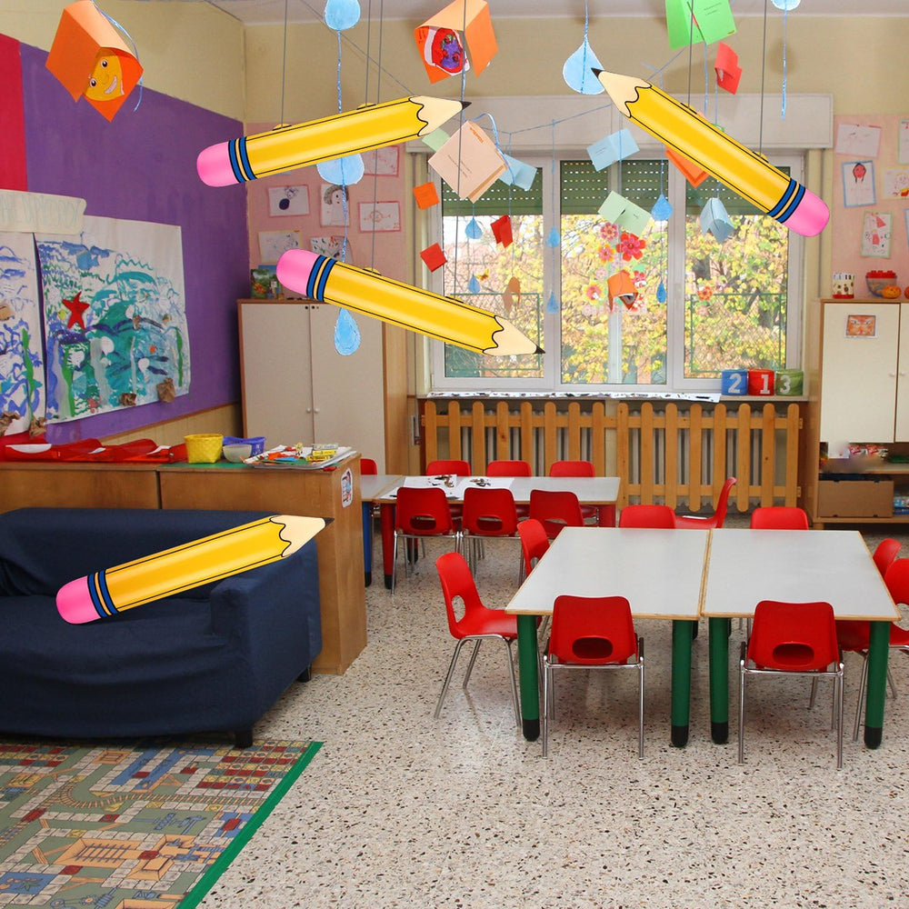 Blueweenly inflated pencils brighten walls and tables during back-to-school events