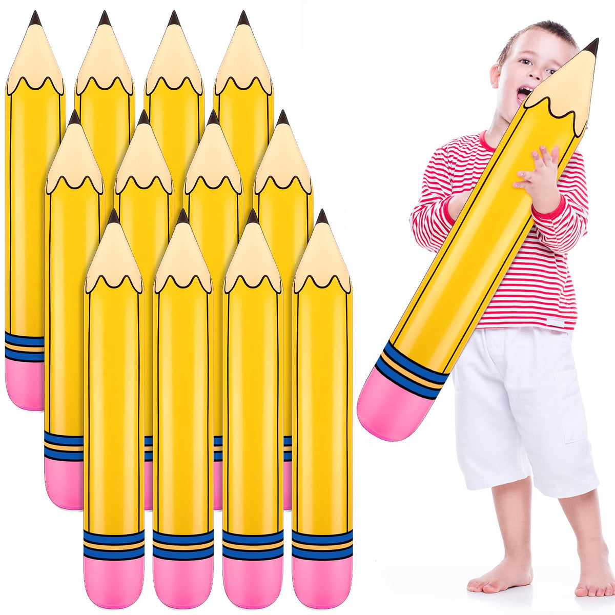 Blueweenly giant inflatable pencil 27-inch yellow for bold classroom decor and welcome vibes