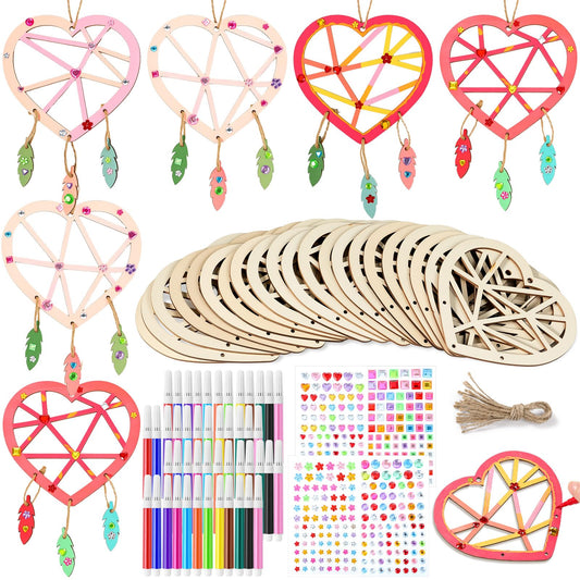 Blueweenly heart wind chime kit with wooden hearts for DIY decor.