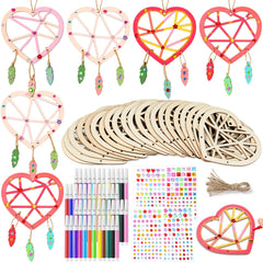 Blueweenly heart wind chime kit with wooden hearts for DIY decor.