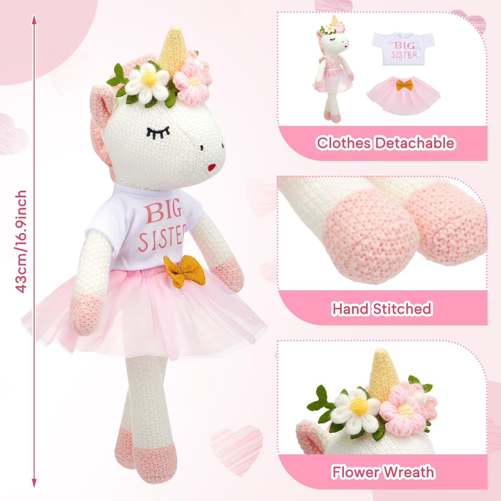 Blueweenly unicorn doll in ballerina outfit for dress-up fun