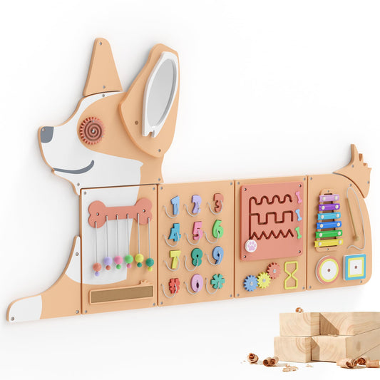 BlueWood Busy Board wall panel assembly promotes fine motor exploration at home