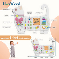 BlueWood Busy Board gear closeup demonstrates problem solving and manipulation.