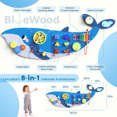 BlueWood Busy Board Wall Panel learning area illustrating sensory play and problem-solving opportunities.