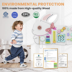 BlueWood Busy Board wall panel safe design with eco-friendly wood for toddlers