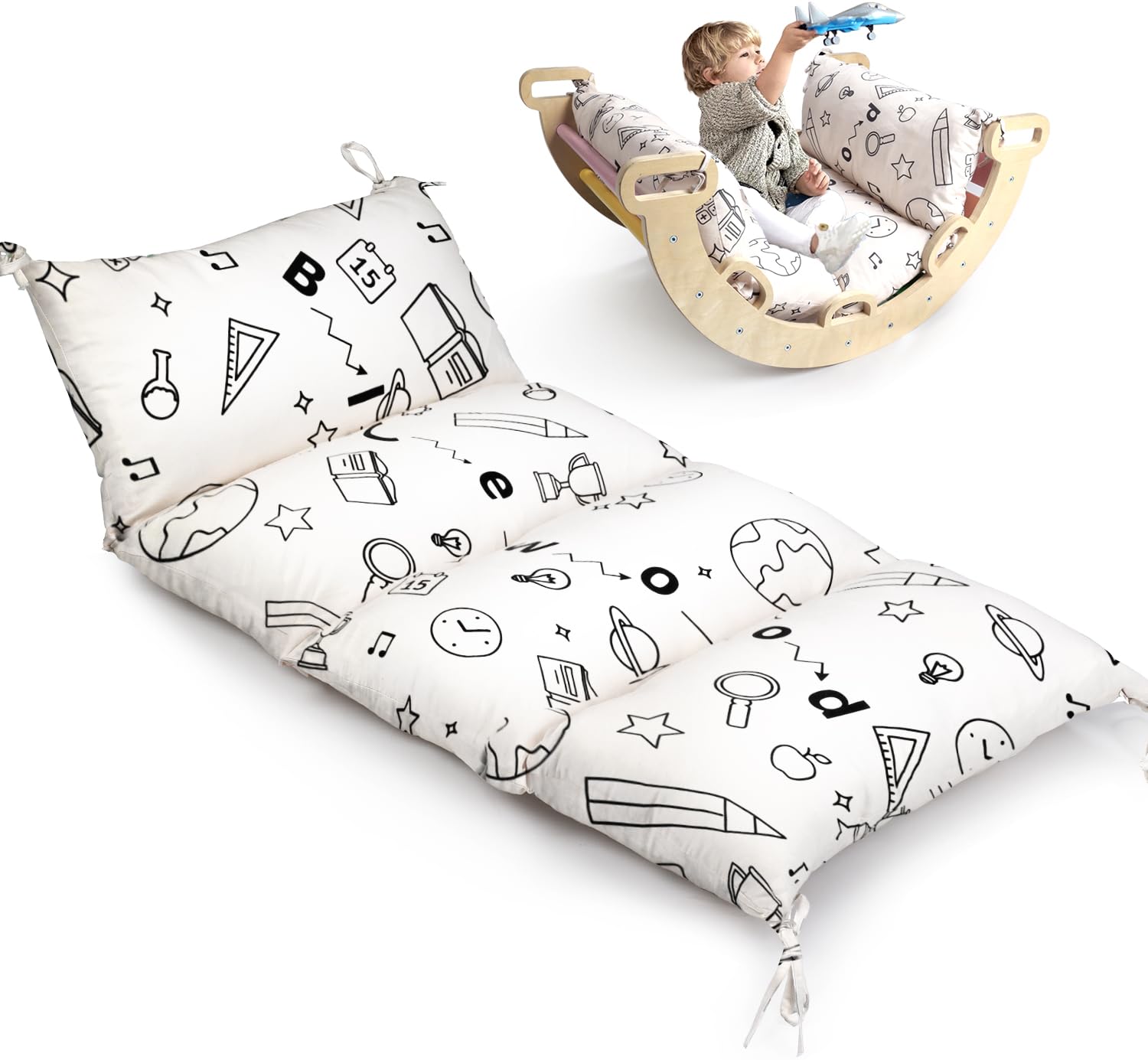 BlueWood cushion for climbing arch securely attached for stable play.