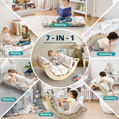 BlueWood cushion versatile for Montessori use, naps, and reading sessions.