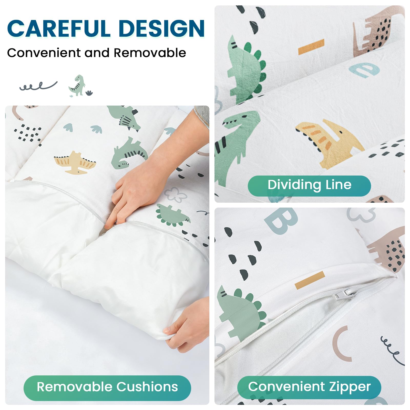 Four zipper pockets on BlueWood cushion simplify cleaning and organization.
