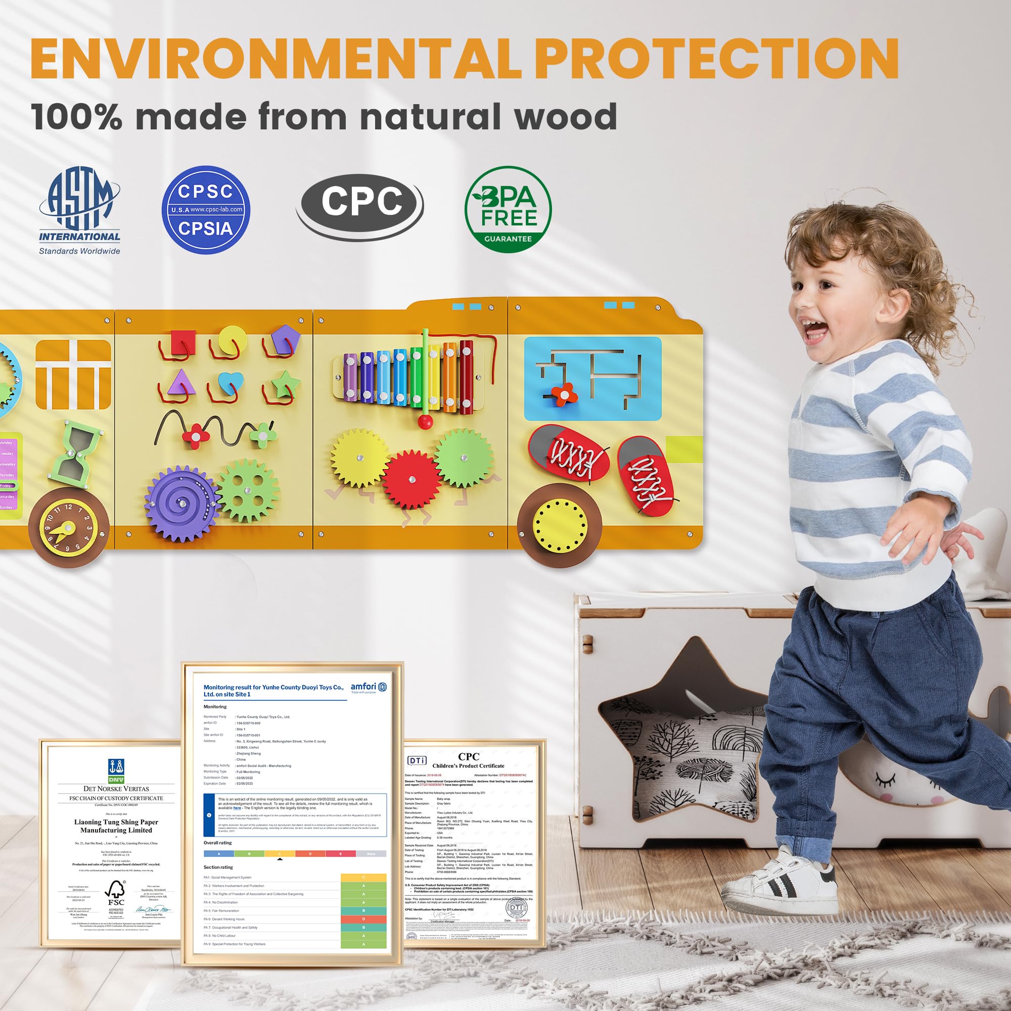 BlueWood Educational Toys School Bus Design inspires curiosity and home play.