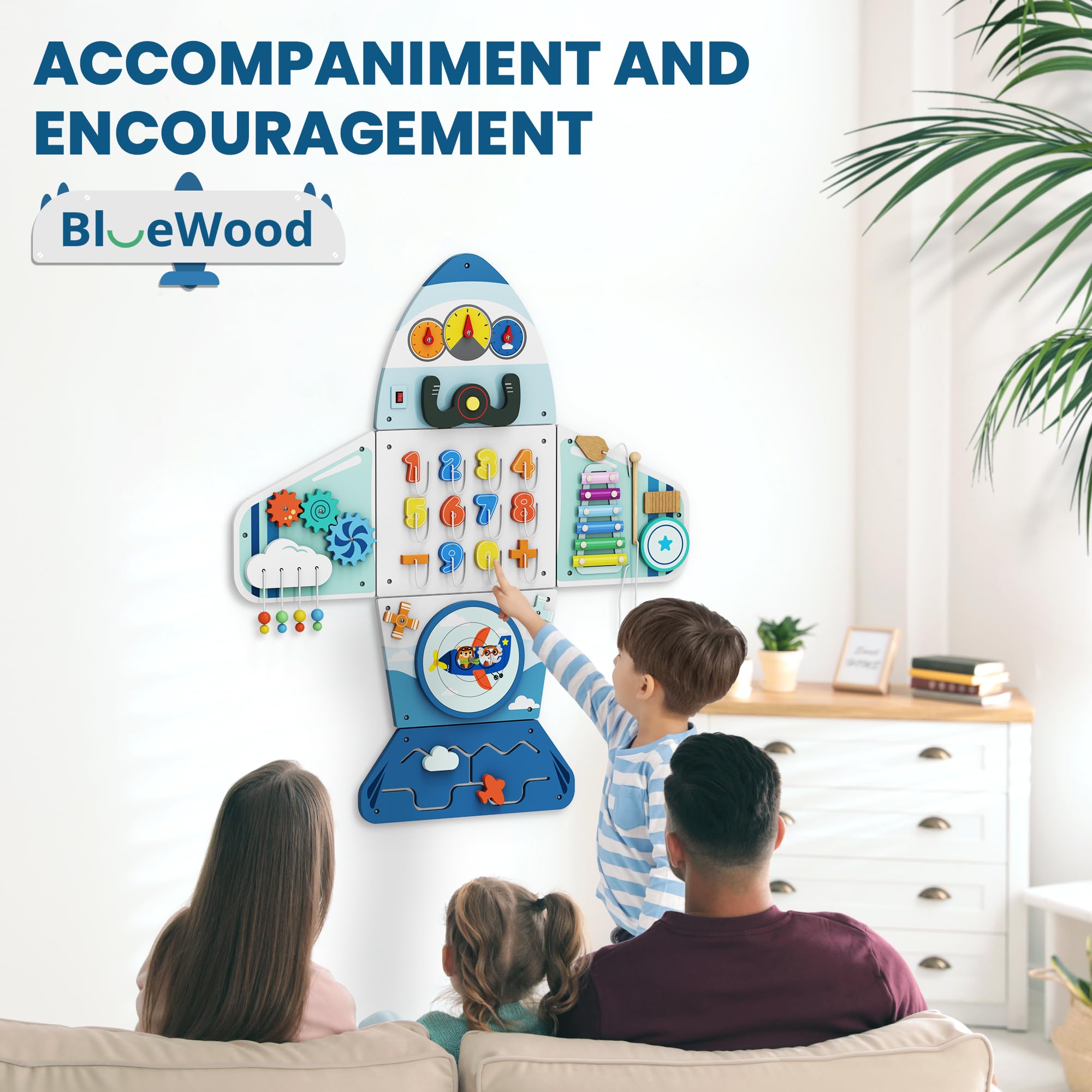 BlueWood parent-child play session with Busy Board to support bonding