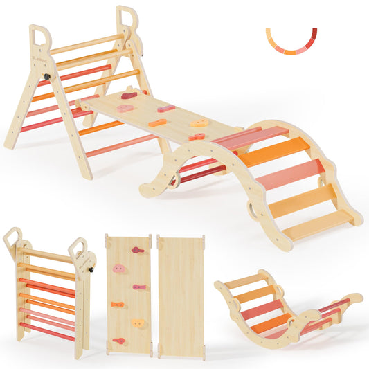 BlueWood Pikler arch anti-tip design supports safe climbing at home.