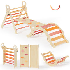 BlueWood Pikler arch anti-tip design supports safe climbing at home.