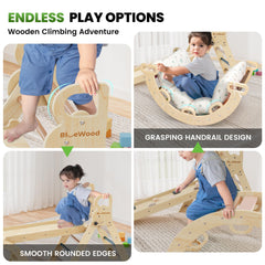 BlueWood convertible arch-ladder configuration for varied play patterns.