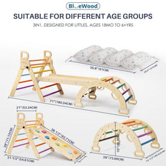 BlueWood 8-in-1 Pikler playset enables diverse, imaginative play configurations.